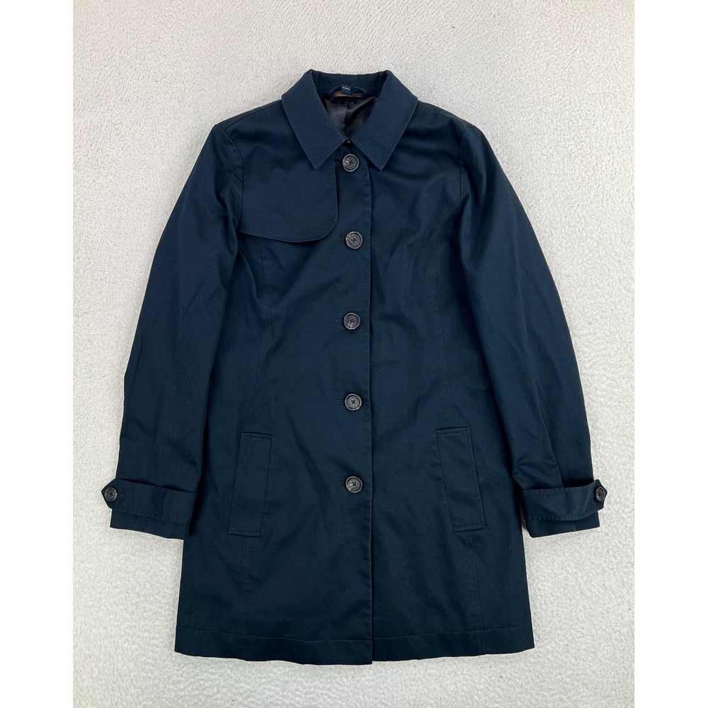 Brooks Brothers 346 Blue Single Breasted Trench Coat Womens 6 Twill Classic